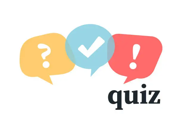 Vector illustration of Quiz logo with speech bubble symbols. flat bubble speech symbols . concept of social communication, chatting, interview, voting, discussion, talk, team dialog, group chat