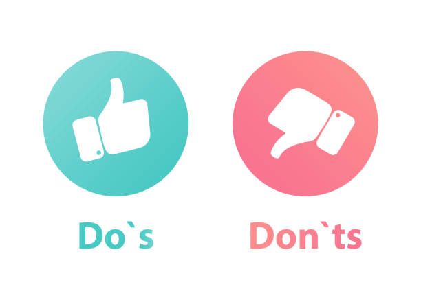 do`s and Don't or Like & Unlike. Icons with thumbs up and thumbs down icons do`s and Don't or Like & Unlike. Icons with thumbs up and thumbs down icons social grace stock illustrations