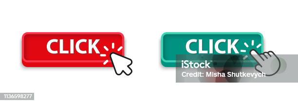 Click Button Technology Click Button With Hand Pointer And Arrow Clicking Stock Illustration ...