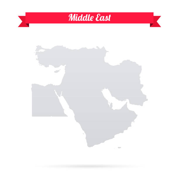 Middle East map on white background with red banner Map of Middle East isolated on a blank background and with his name on a red ribbon. Vector Illustration (EPS10, well layered and grouped). Easy to edit, manipulate, resize or colorize. Please do not hesitate to contact me if you have any questions, or need to customise the illustration. http://www.istockphoto.com/portfolio/bgblue west asia stock illustrations