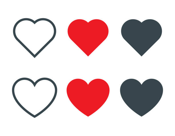 Set of different heart shapes icon vector art illustration