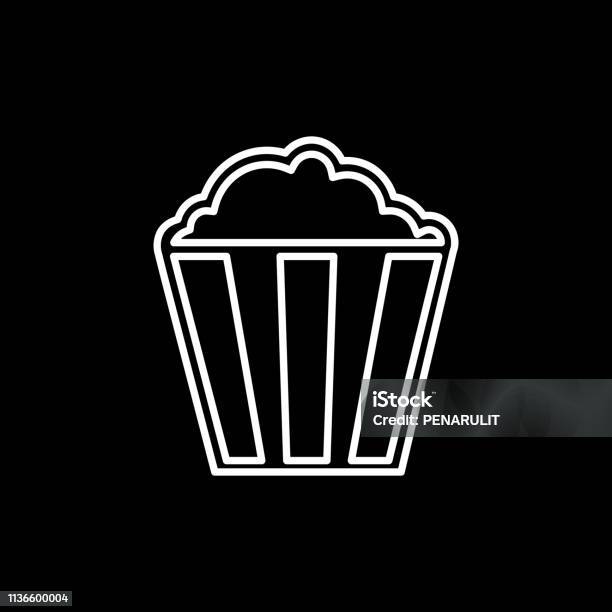 Popcorn Hitam Ikon Vektor Popcorn Garis Datar Ilustrasi Stok - Unduh Gambar Sekarang ...