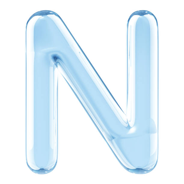letra n do alfabeto de vidro - letter n water text blue - fotografias e filmes do acervo