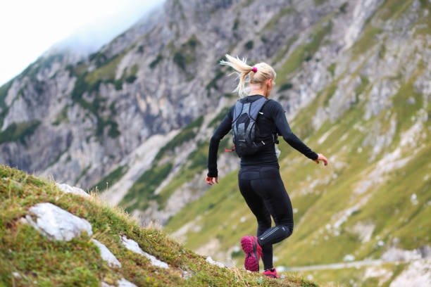 Female running in the mountains