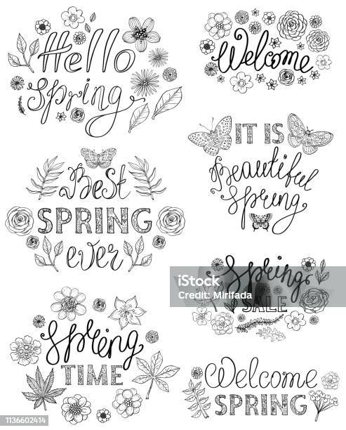 Wear Spring Color Lettering Spring Hand Drawn Lettering Design With Floral Decorative Elements ...
