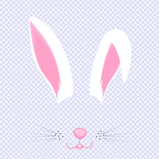 пасхальный кролик уши и нос. маска для карнавала, селфи, фото, чат. лицо животного. кролик фильтр. вектор - pasch stock illustrations