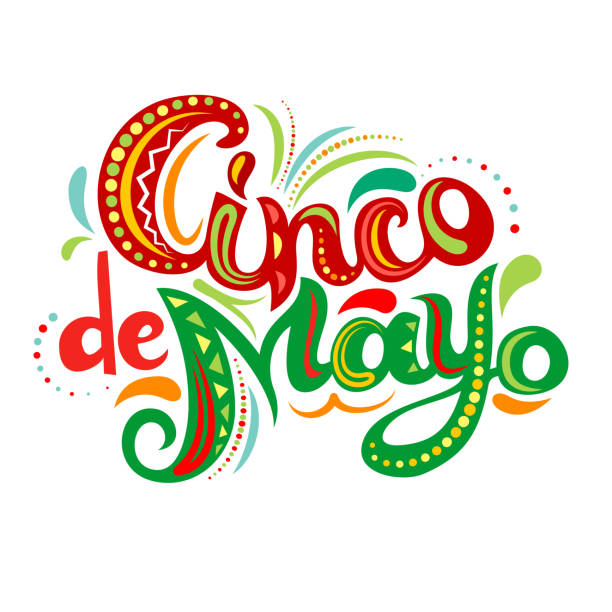 Cinco De Mayo bright ornate letters. Greeting lettering with abstract Mexican style ornament. Vector illustration. cinco de mayo stock illustrations