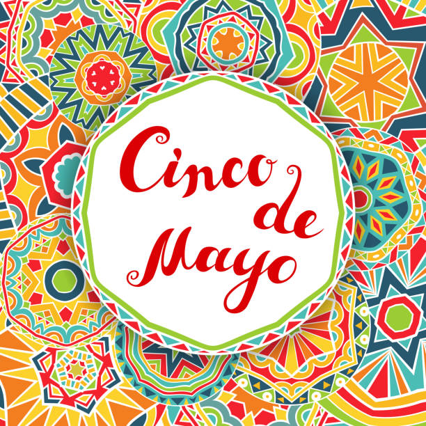 Carte de Cinco de Mayo avec des lettres de voeux et fond fleuri. - Illustration vectorielle