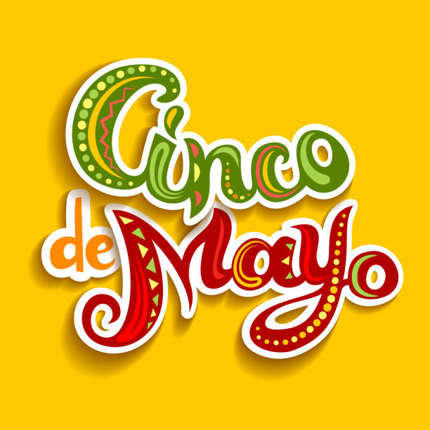 Carte de Cinco de Mayo avec des lettres lumineuses ornées. - Illustration vectorielle