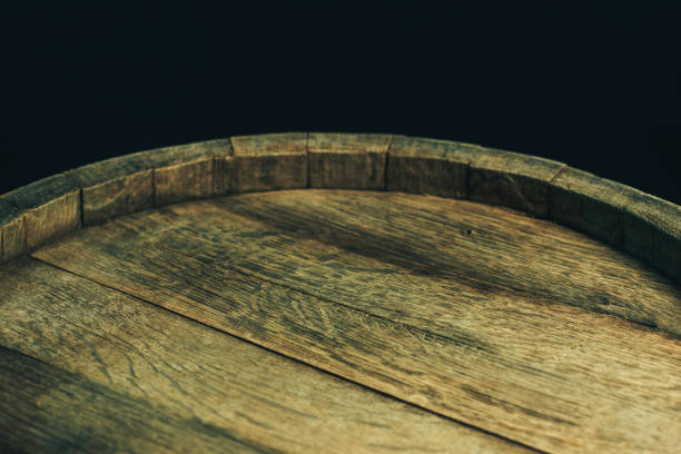 Old Wooden barrel background. Close up.