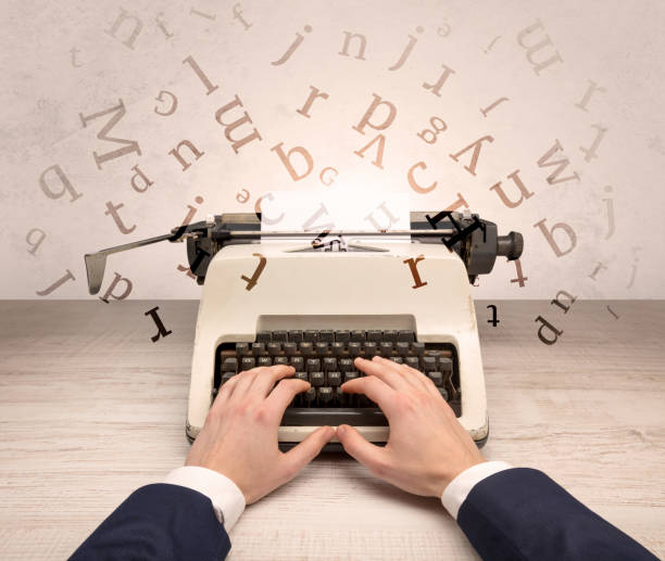 istock First person perspective elegant hand typing with flying letters concept 1136609087