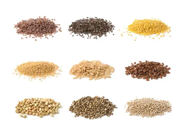 Gluten free seeds isolated on a white background
