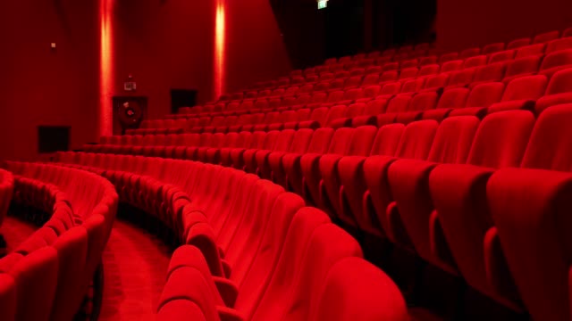 Red seats in theather,horizontal slider move