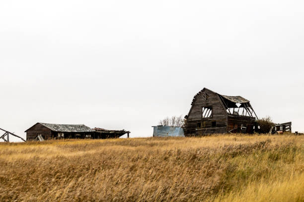 abondoned сельскохозяйственных зданий точка пейзаж вдоль hwy 4, саскачеван, канада - 7677 стоковые фото и изображения