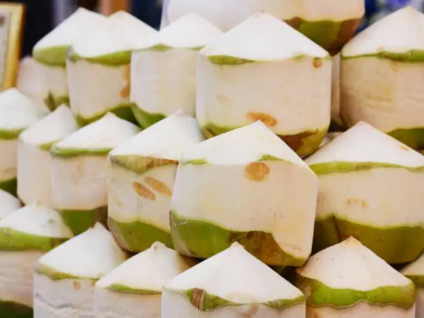 Photo of Fresh coconuts at Damnoen Saduak floating market