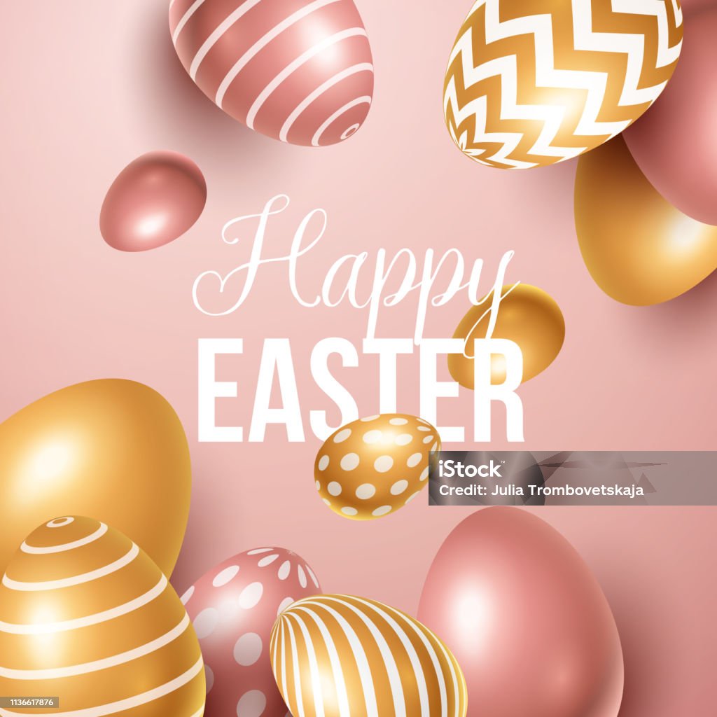 Spring Background Roses Easter Easter Background With Spring Flowers And Eggs Stock Illustration ...