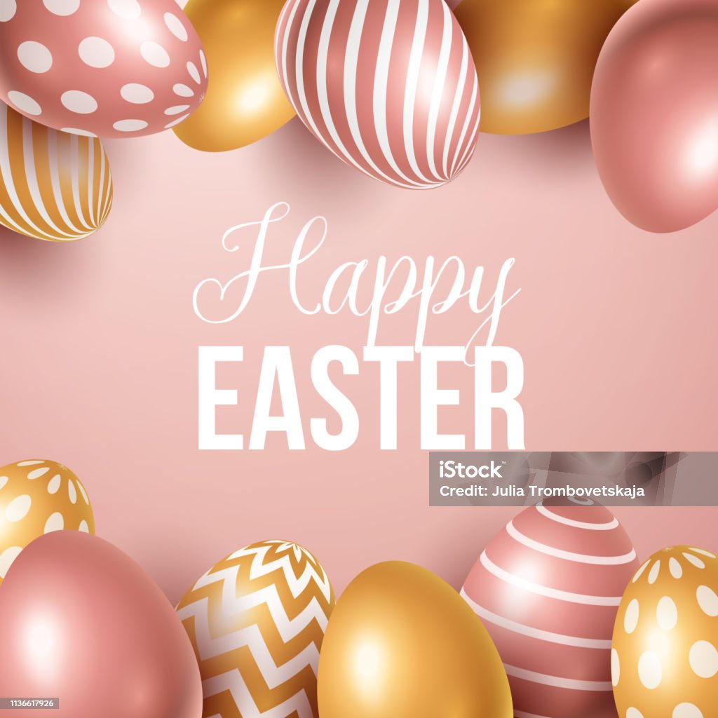 Spring Background Roses Easter Easter Background With Spring Flowers And Eggs Stock Illustration ...