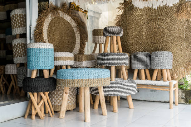 istock Wicker rattan chairs and other household interior objects 1136619131