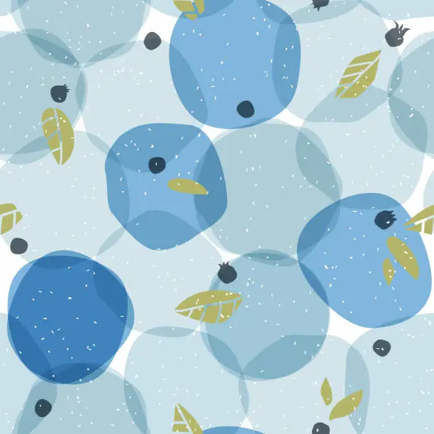 Vector illustration of Creative seamless pattern with blue berry. Polka dot background in scandinavian style.