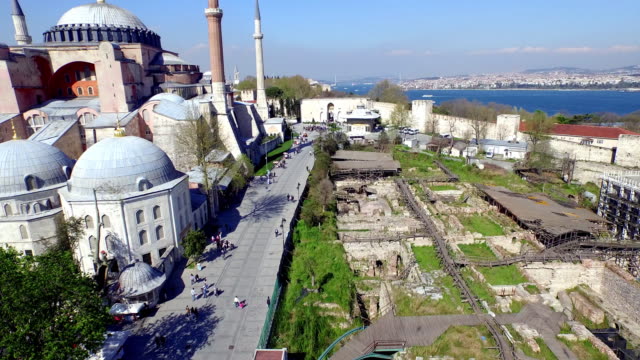 Aerial view of Hagia Sophia in Istanbul, Turkey