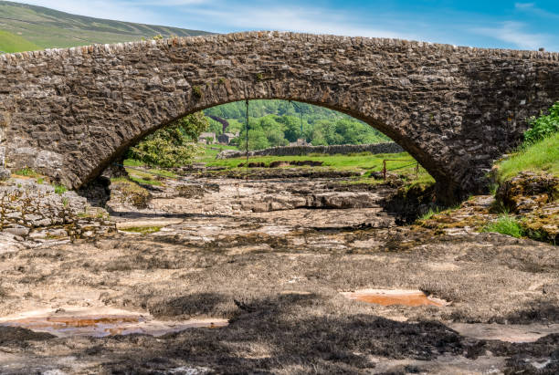 Adıyaman, Turkey - July 15, 2021: Turkish people fishing in cendere river (cendere çayı) near cendere bridge which is called Severan (Septimius Severus) Roman bridge in Mount Nemrut National Park, Eastern Anatolia, Turkey adıyaman.