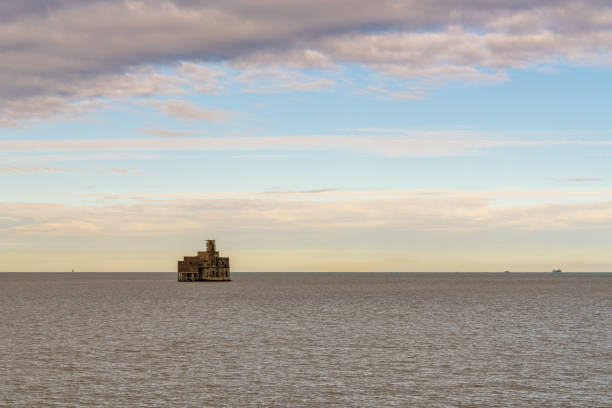 Grain Tower Battery in the River Medway, Isle of Grain, Kent, England, UK