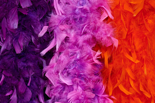 istock Background texture of colored boas with feathers close-up. 1136629592