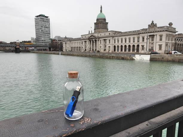 usb stick in a bottle - ireland landscape flash imagens e fotografias de stock