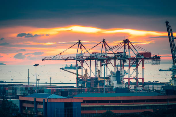 istock Industrial cargo cranes in Manila bay, Philippines 1136637849