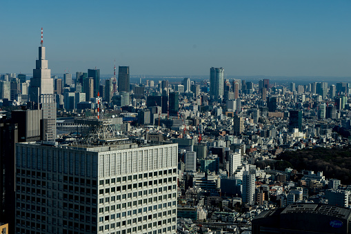 Japan cityscape bird eye view at noon Tokyo