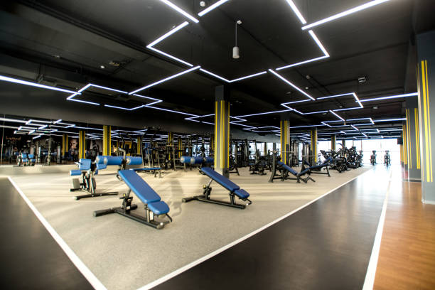 istock Modern gym with sports equipment 1136639444