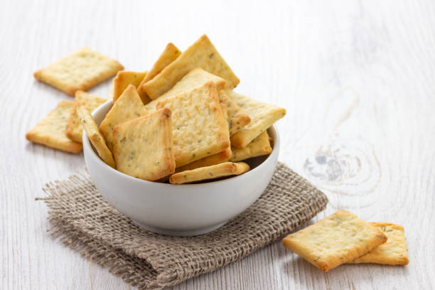 istock Dry salty cracker cookies in bowl 1136639608