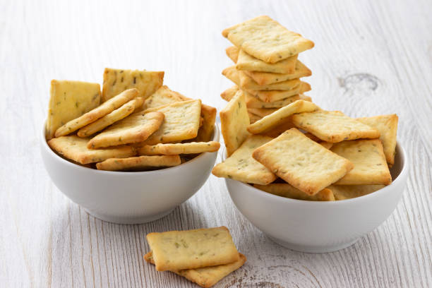 istock Dry salty cracker cookies in bowl 1136640541