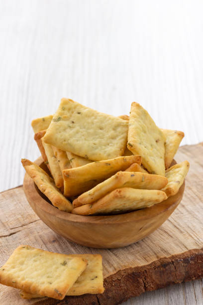 istock Dry salty cracker cookies in bowl 1136640788