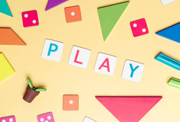istock Play with toy and objects for child education concept on yellow 1136642923