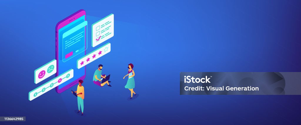 Questionnaire Header Image Online Survey Isometric 3d Banner Header Stock Illustration - Download ...