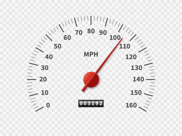 realistischer tacho. pkw-kilometerzähler drehzahlmesser drehzahl u/min motormeilen messung der skala weiße motor-meter-komm konzept - tacheometer stock-grafiken, -clipart, -cartoons und -symbole