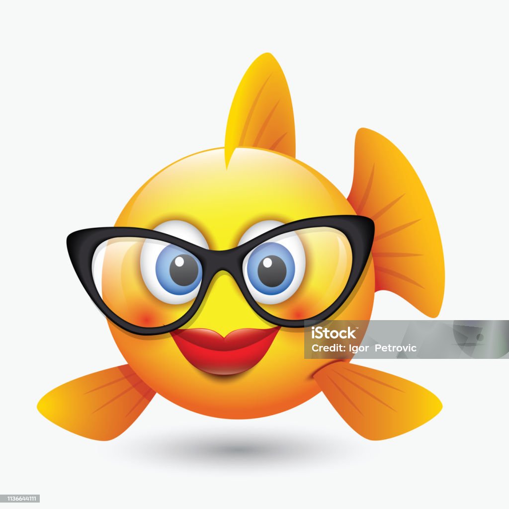 Cute Fish Emoticon With Lipstick And Glasses Emoji Smiley Vector  Illustration Stock Illustration - Download Image Now - iStock