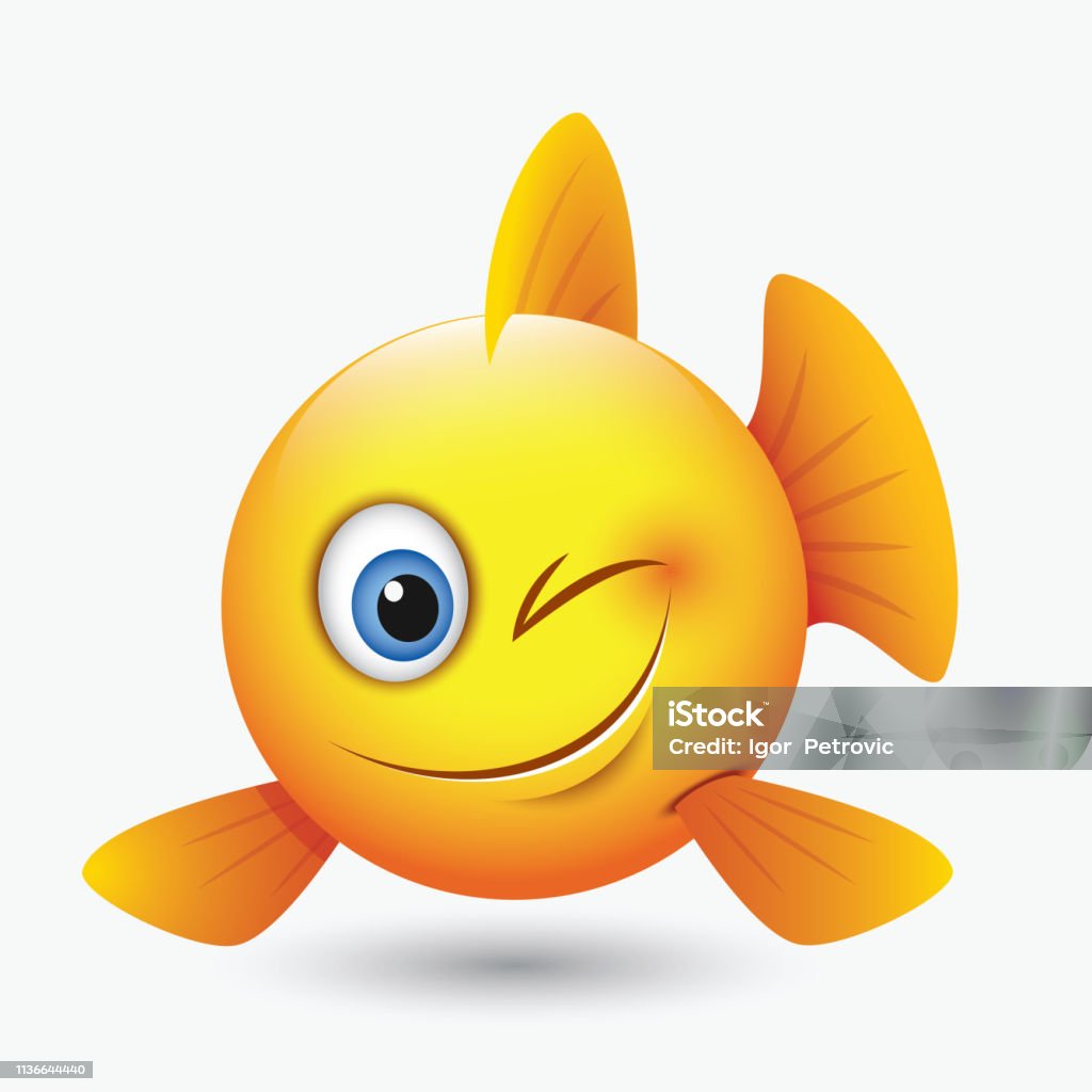 Smiley Poisson Rouge Émoticône De Poisson Mignon De Clin Dœil Emoji Illustration Vectorielle ...