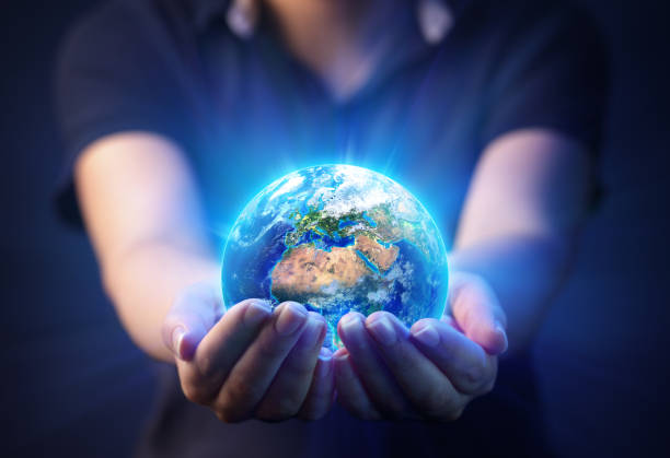 hands holding planet - earth day concept - renderowanie 3d - europa i afryka elementy tego obrazu dostarczonego przez nasa - save the planet zdjęcia i obrazy z banku zdjęć