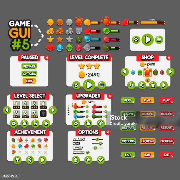 Gabar Gui Permainan Gui 5 Ilustrasi Stok - Unduh Gambar Sekarang - Antarmuka ...
