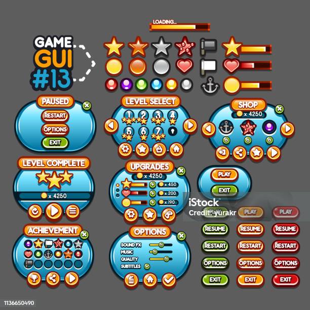 Gui Gaame Game Gui 13 Stock Illustration - Download Image Now - Gameplay ...