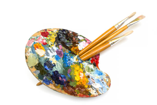 istock pallette with brushes on a white background 