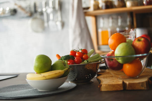 istock Fruits and vegetables on the kitchen counter 1136650750