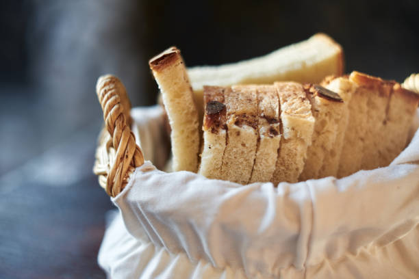 Beautiful Bread Basket With White Satin At Sunset