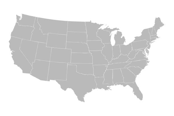 빈 유사한 미국 지도 흰색 배경에 고립. 미국 국가. - 미국 남부 stock illustrations