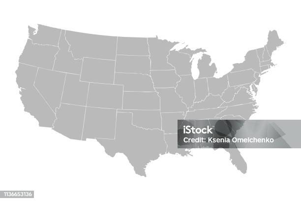 Blank Soortgelijke Usa Kaart Geïsoleerd Op Witte Achtergrond Verenigde Staten Van Amerika Land Stockvectorkunst en meer beelden van Kaart