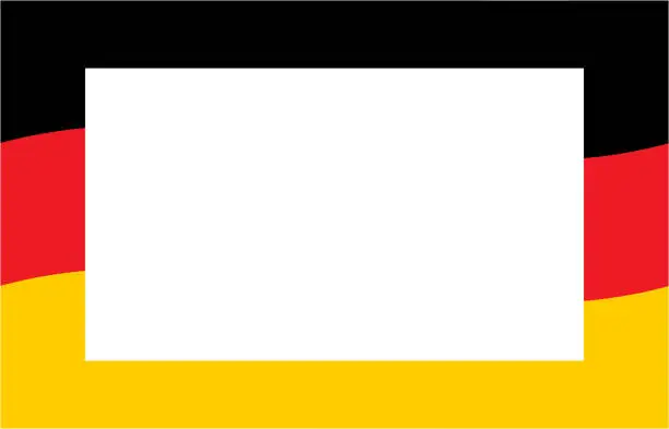 Vector illustration of German flag with white paper for text.