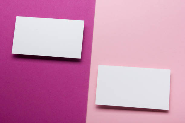 istock Business cards blank. Mockup on color background. Flat Lay. copy space for text 1136656532