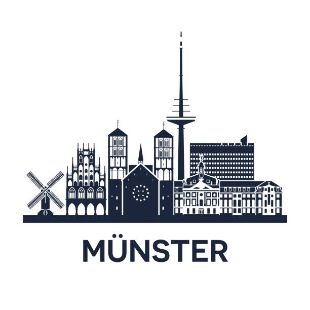 Skyline emblem of Münster, city in North Rhine-Westphalia, Germany Abstract skyline of city Münster in Germany, vector illustration, solid color munster stock illustrations